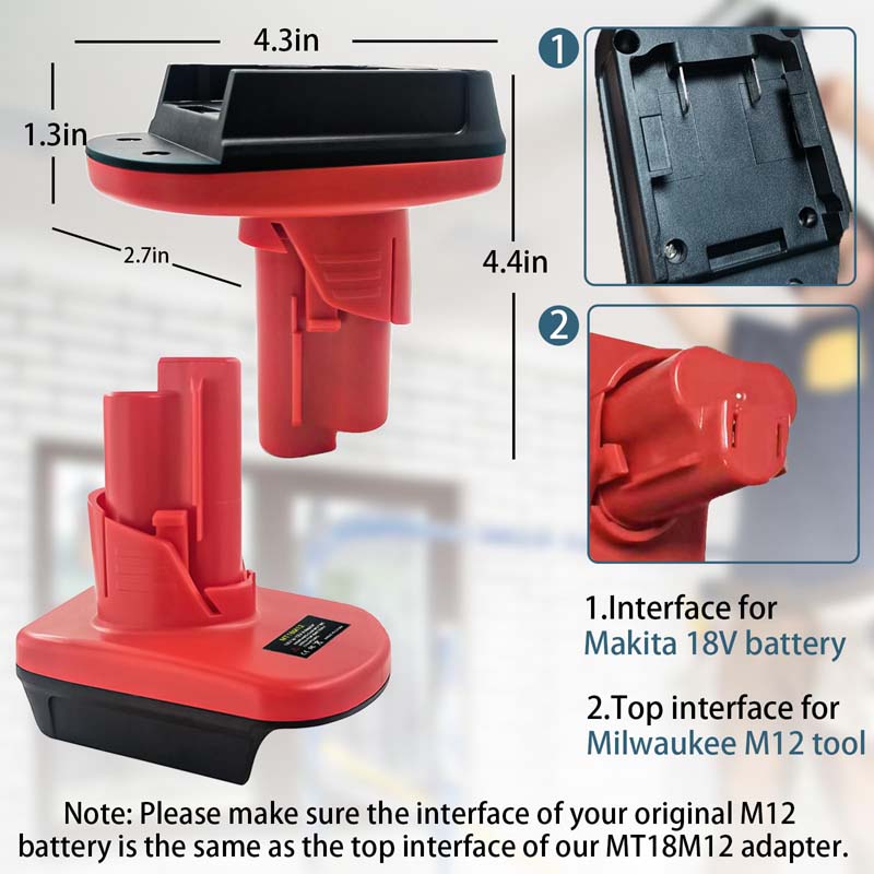 Powuse Makita LXT to Milwaukee M12 Battery Adapter