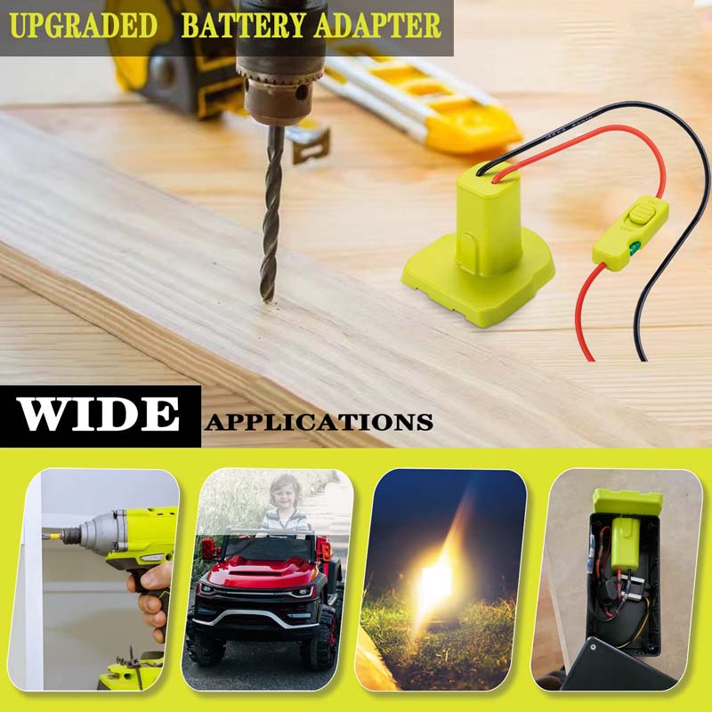  Upgraded Power Wheels Adapter for Ryobi 18V Battery with Fuse &  Wire terminals,Power Connector for Rc Car, Robotics,Rc Truck, DIY,Work for  18V P100 P102 P103 P107 P108 Li-ion & Ni-CD Battery 