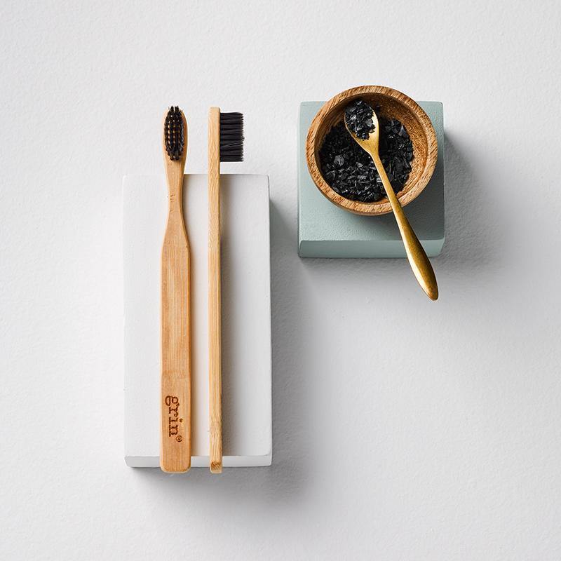 Image of Grin Charcoal-Infused Bamboo Toothbrush - Twin Pack