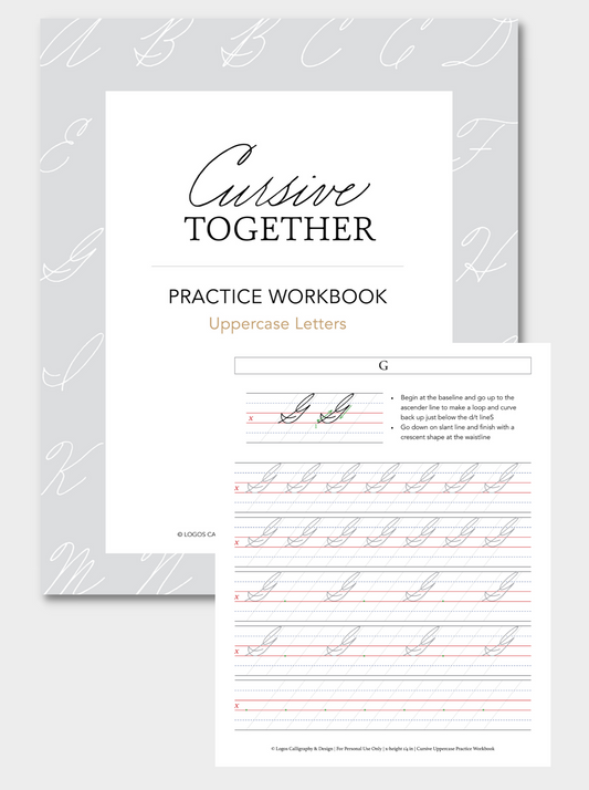 Digital Copperplate Practice Workbook - Uppercase Letters – Logos