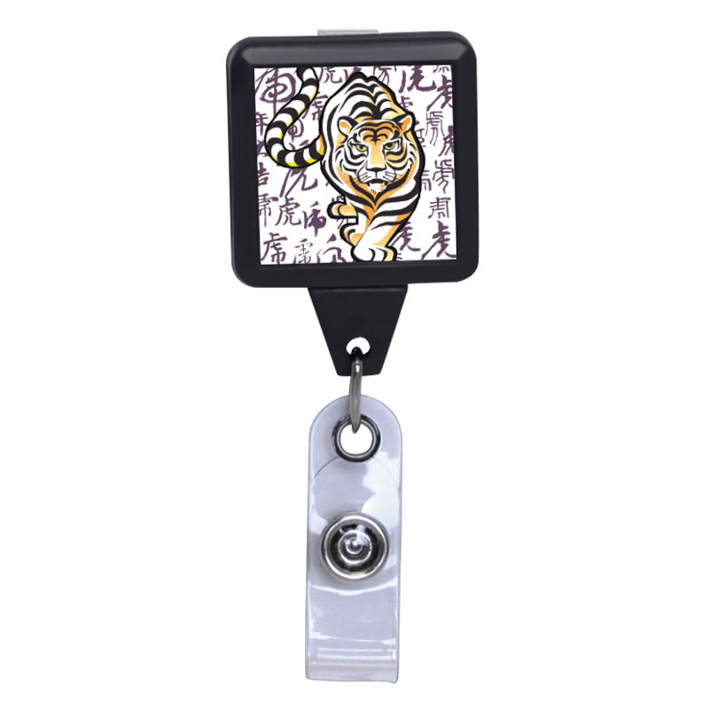 Chinese Tiger Brush Paint Black ID Badge Reel - Retractable Reels product image