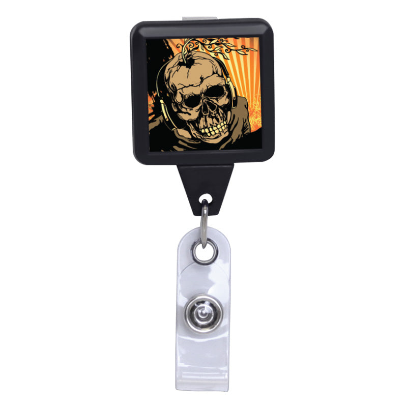 Radio Active Skull Black ID Badge reel - Retractable Reels product image