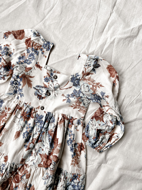 Hilal Tiered Dress - Um Floral Long Sleeve