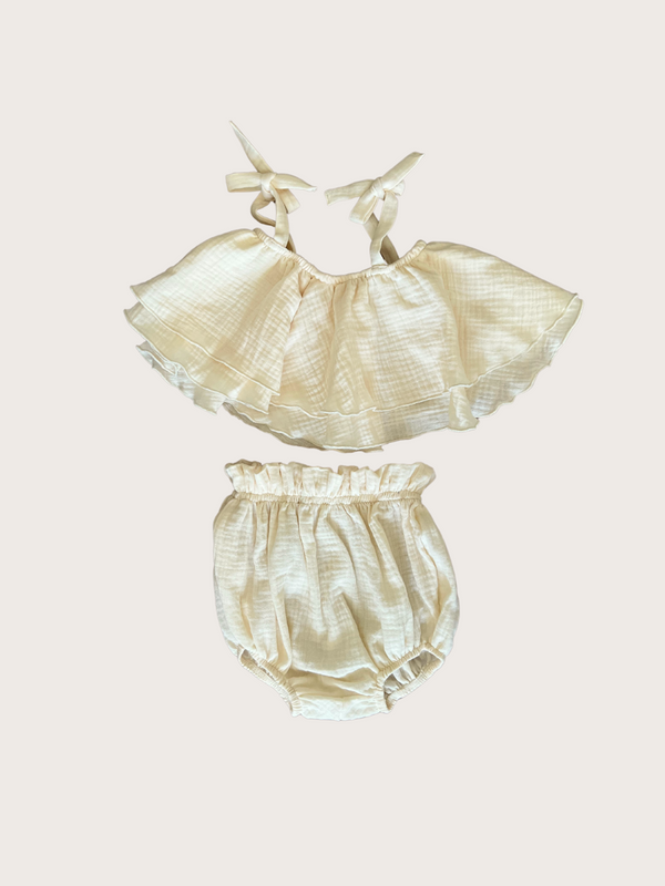 High Waisted Bloomer + Matching Tulip Top Set {Alabaster}