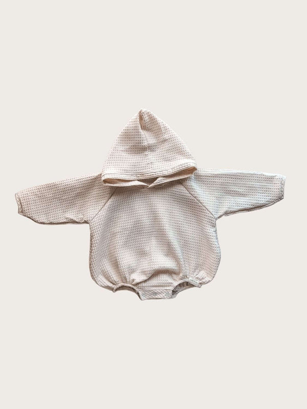 Hooded Sweatshirt Romper {Alabaster - WAFFLE WEAVE}