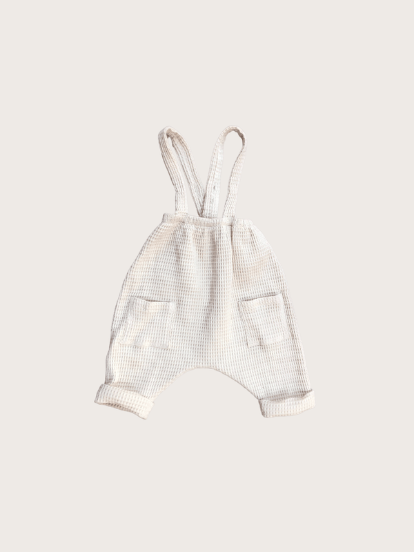 Sahara Waffle Weave Suspender Summer Overalls {Alabaster}