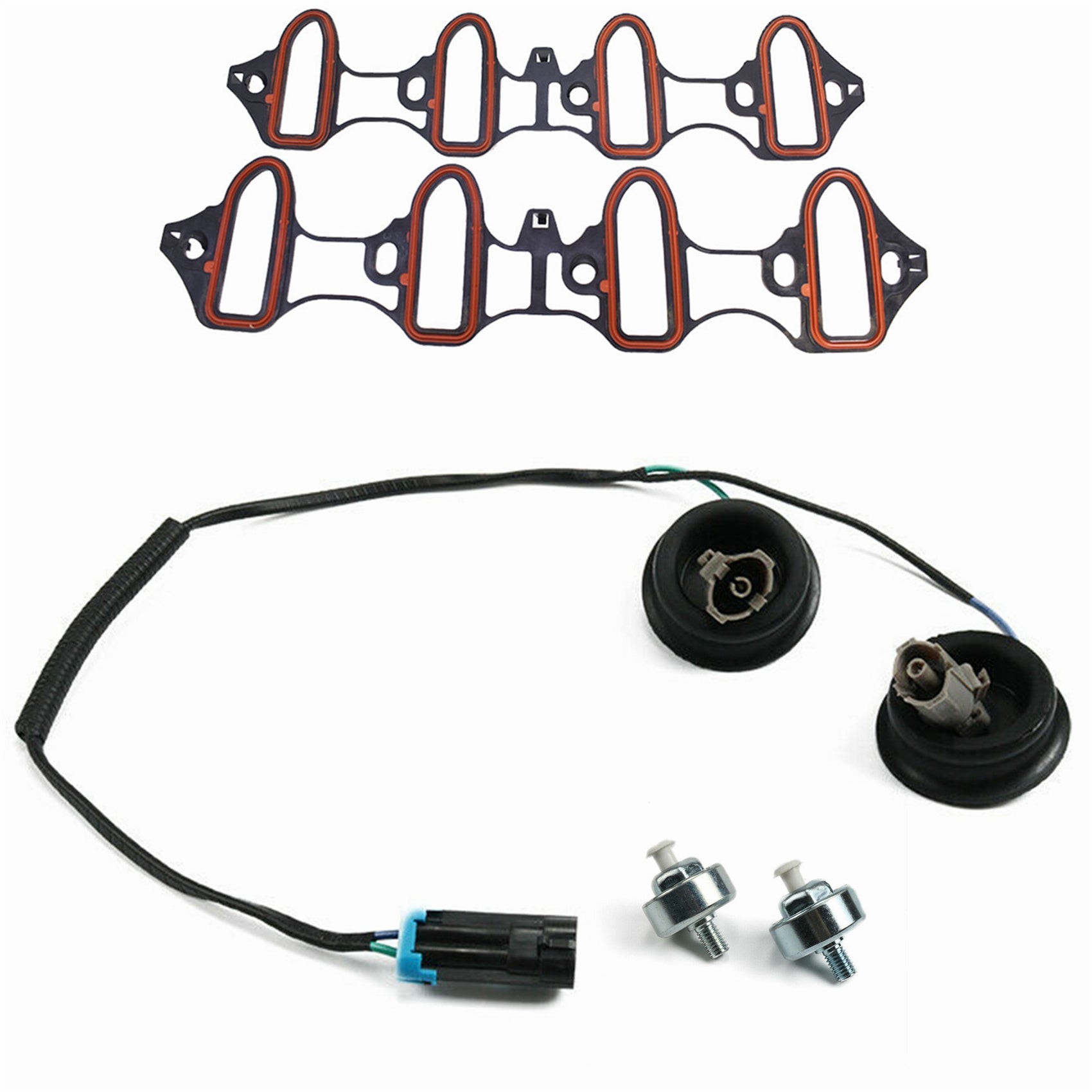 For Silverado Sierra Intake Manifold Gasket Kit Knock Sensor Harness Set 5pc
