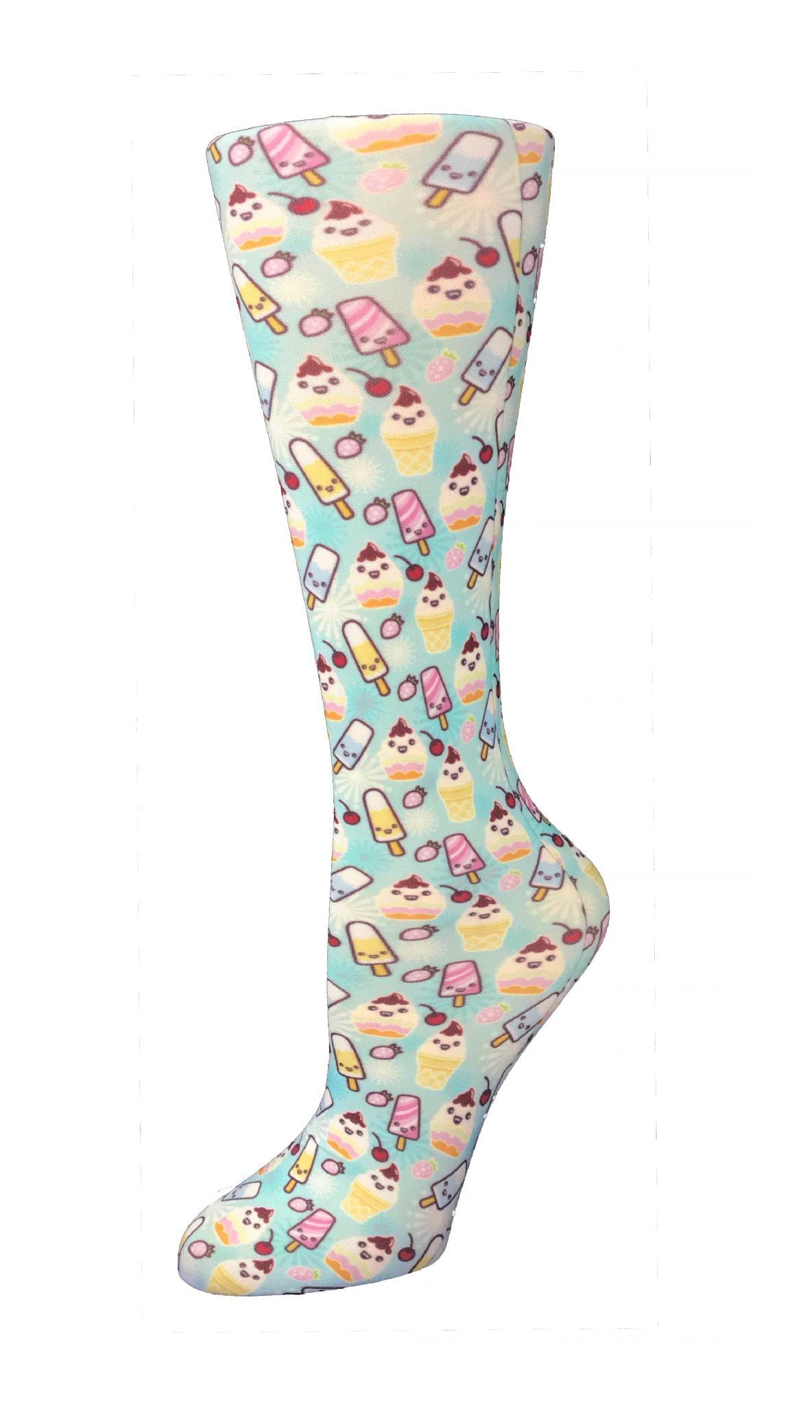 Cutieful Moderate Compression Socks 10-18 mmHg Knit Ice Cream Social at Parker's Clothing and Shoes.