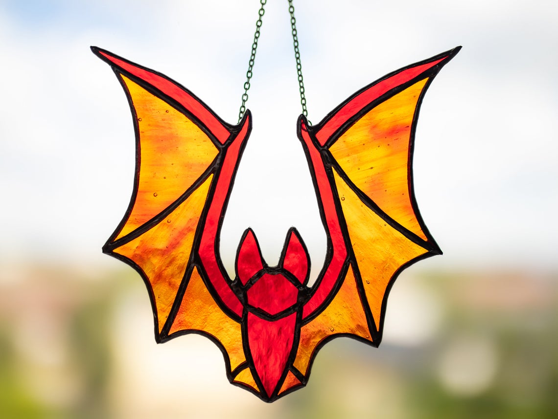 stained glass bat suncatcher