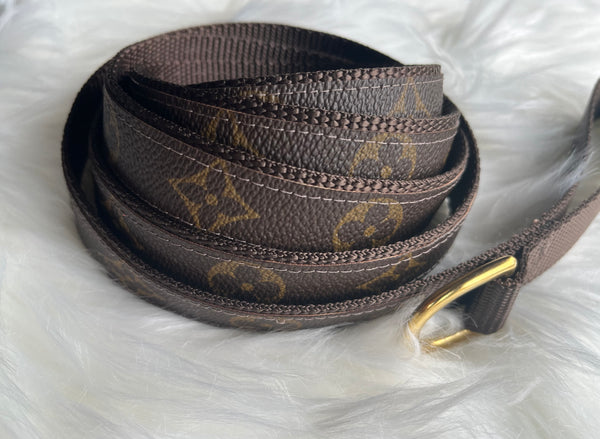 Repurposed luxury dog collar made from authentic upcycled Louis Vuitton  garment bag