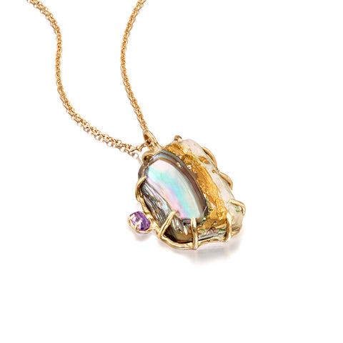 Abalone and 14k gold pendant necklace by Jane Bartel Jewelry