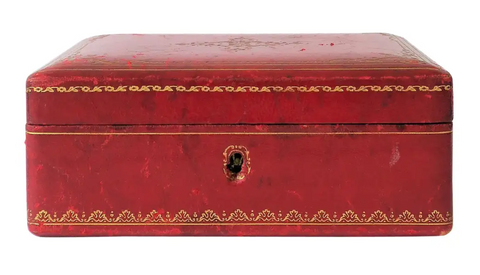 Red Leather Vintage Jewelry Box