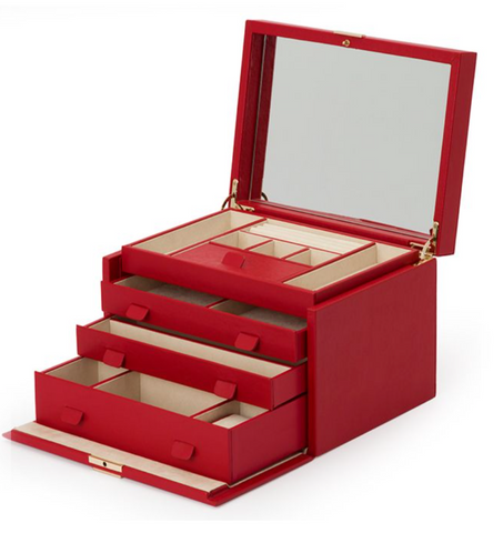 Wolf1834 Red Leather Jewelry Box