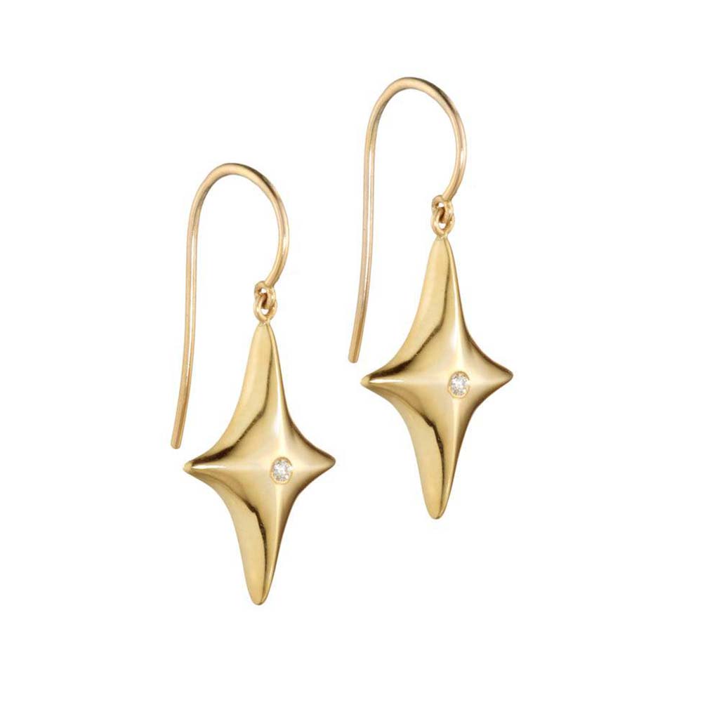 14k Yellow Gold Polished Star Stud Earrings for Women – Art and Molly