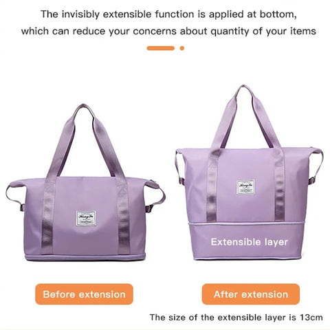 Double-Layer Expansion Large-Capacity Travel Bag Handbag Women Duffle Bag  Dry Wet Separation Female Luggage Bag Shoulder Bags
