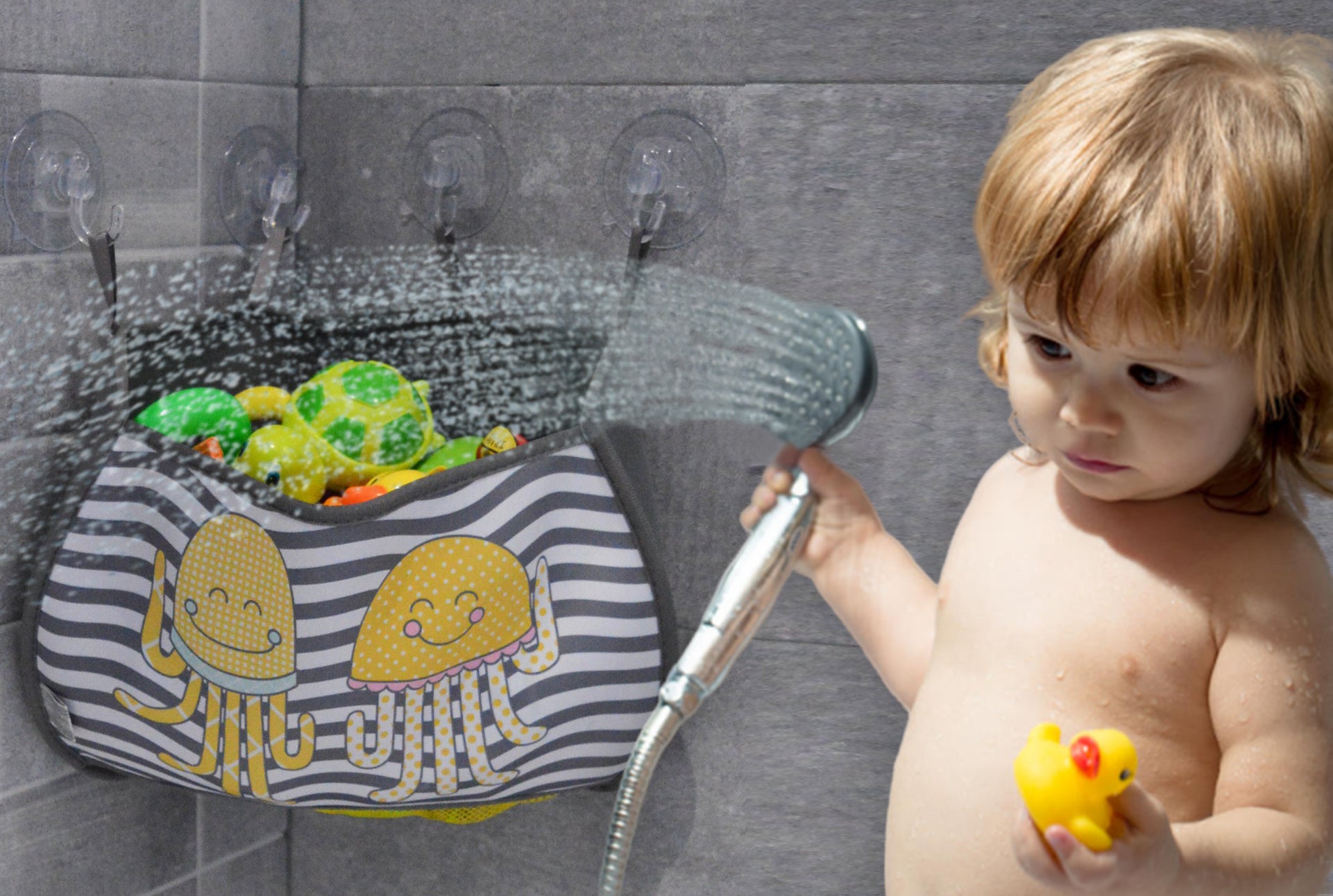 bath toys bag with suction cups