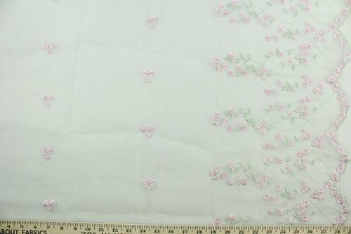 Cloud White Embroidered Sheer Fabric