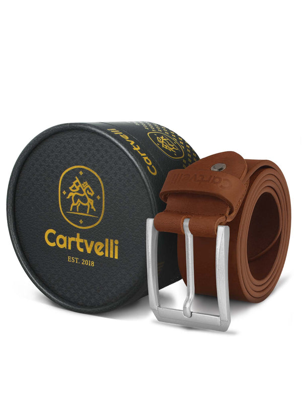 Cartvelli Herren - 40mm Geschenkbox Vintage Ledergürtel inkl. Schwarz