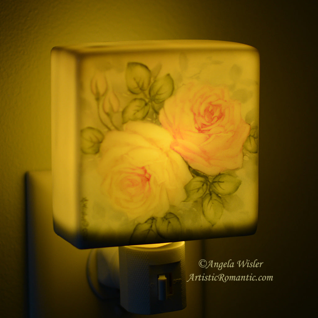 porcelain rose night light