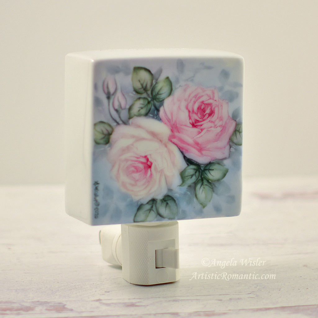 porcelain rose night light