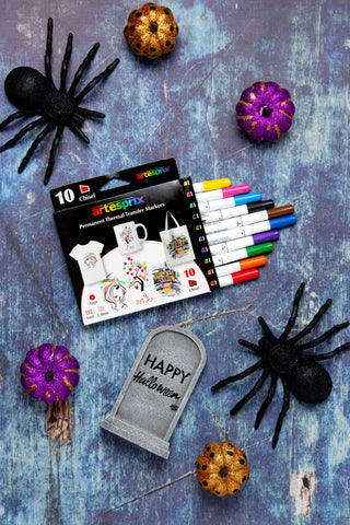 Artesprix Sublimation Markers with Spiders and Pumpkins