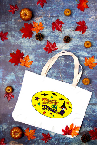 DIY Trick or treat bag with fall leaves decor