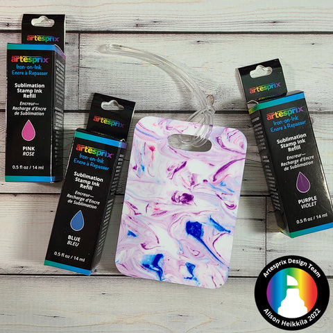 sublimation bag tag with ink refills and shaving cream