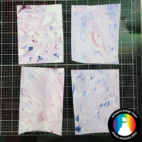 sublimation stamp ink refills with shaving cream designs on card stock 
