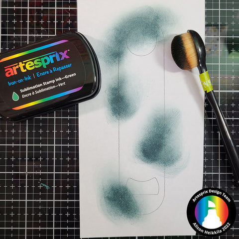 sublimation stamp pad green and blending brush