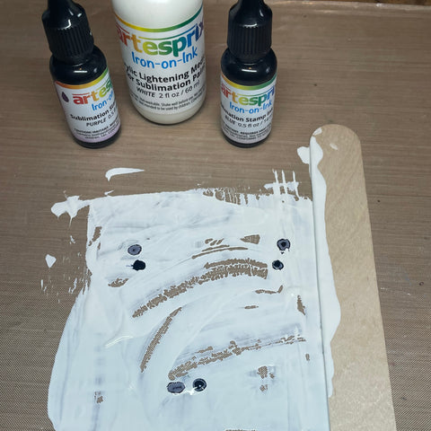 white paint with stamp ink 