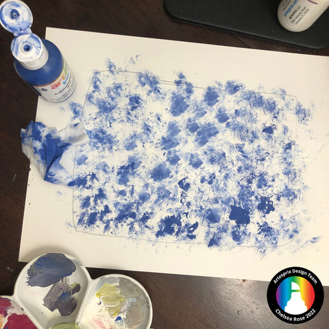 sublimation blue artesprix acrylic paint on mixed media paper 