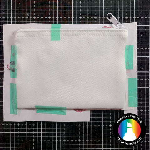 secured canvas zip case for sublimation transfer with heat resistant tape 