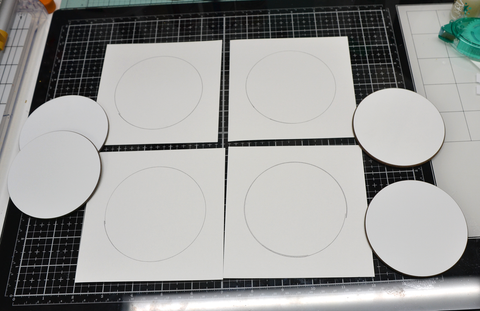 polished coaster template with pencil 