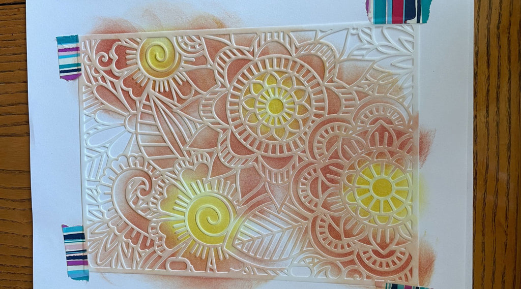 sublimation stamp pad ink applied to stencil