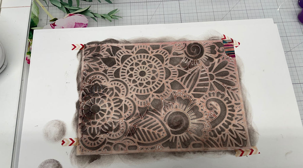 brown sublimation stamp pad ink with pink and main stencil