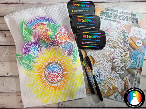 sublimation dish towel with artesprix stamp pads 