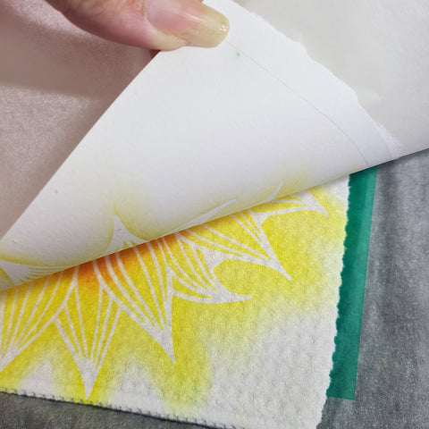 sublimation stamp pad on dish towel after transfer 