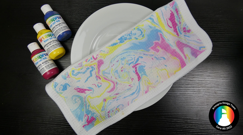 sublimation dish towel with marble artesprix paint design 