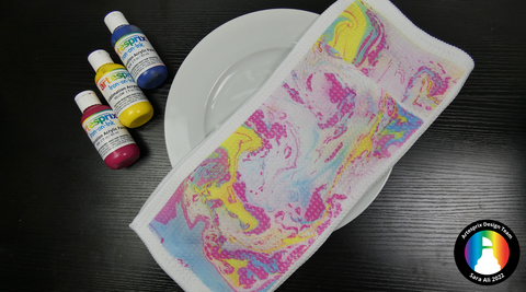 artesprix paint marble design on polyester dish towel 