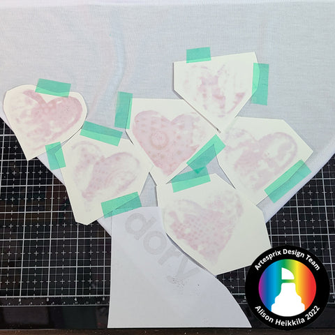 sublimation stamp Iron-on-ink designs secured to pet bandana 