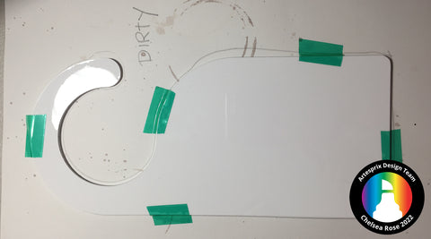 sublimation door hanger secured to artesprix design with heat tape 
