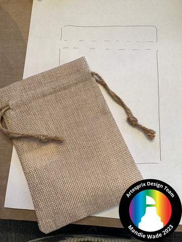 drawstring bag template on plain paper 