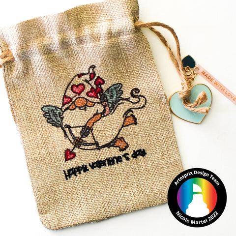 sublimation drawstring bag with trinity stamps and markers 