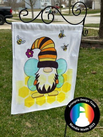 garden flag with sublimation markers and paint