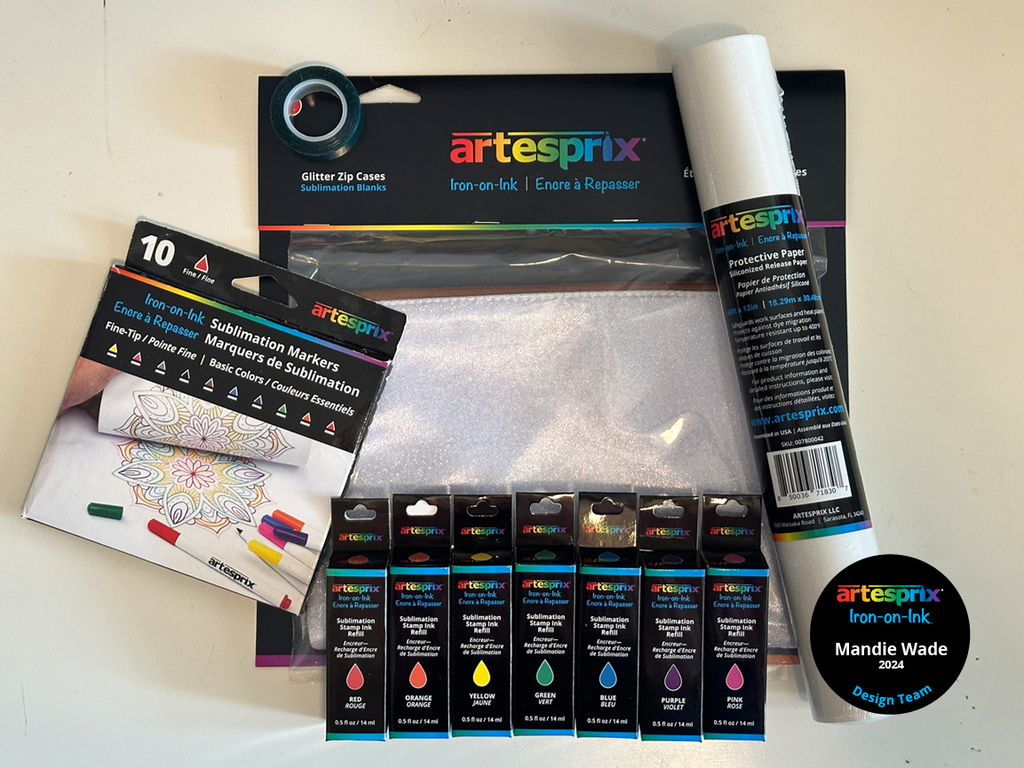 fine tip artesprix markers sublimation glitter zip case