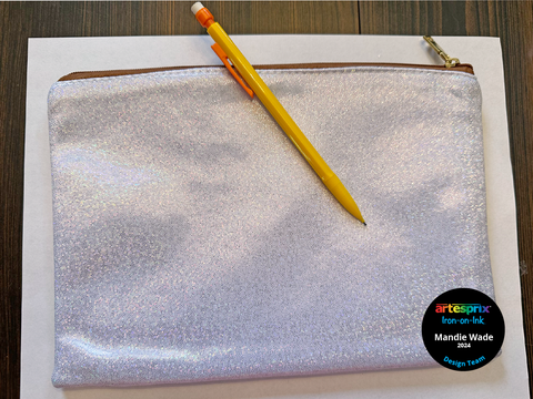 glitter zip case template with pencil