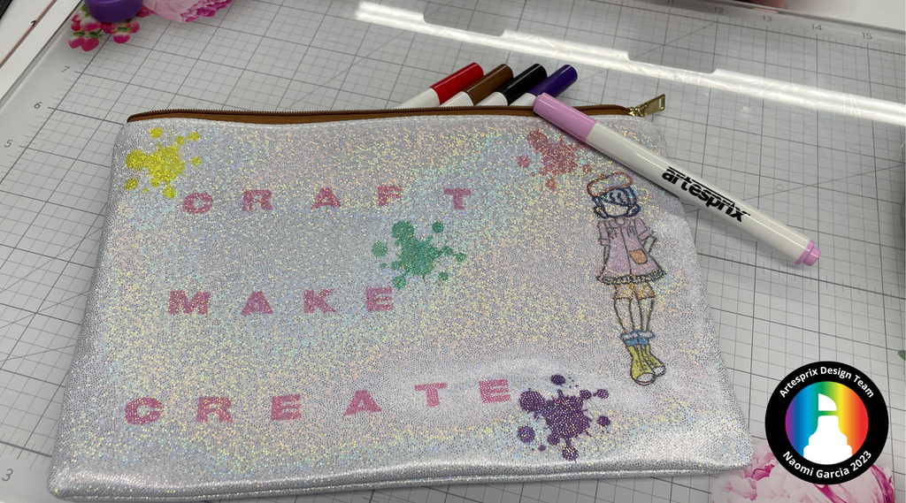 sublimation glitter zip case with artesprix iron-on-ink