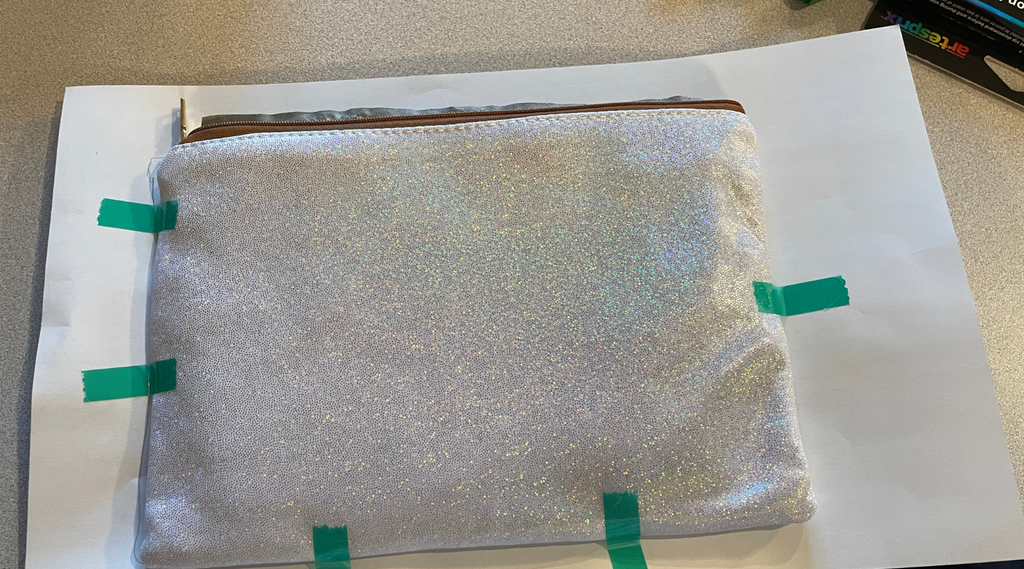 secured glitter zip case to sublimation design