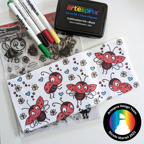 sublimation headband with artesprix iron-on-ink stamp pad and markers 