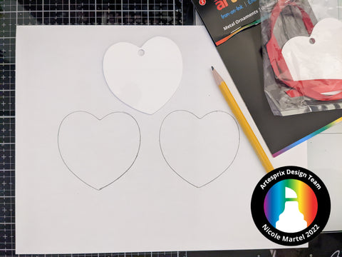 traced sublimation heart ornament template 